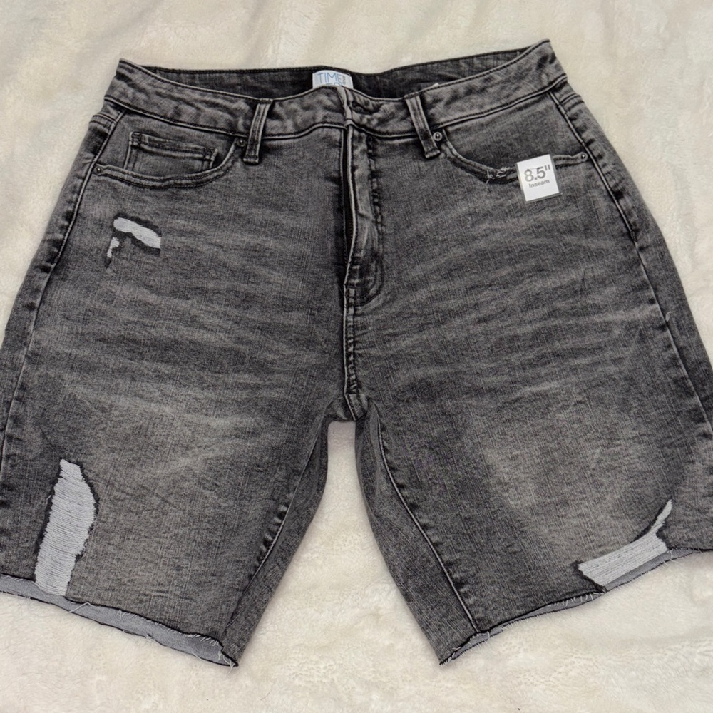 Time and Tru Washed Black Distressed Jean Shorts